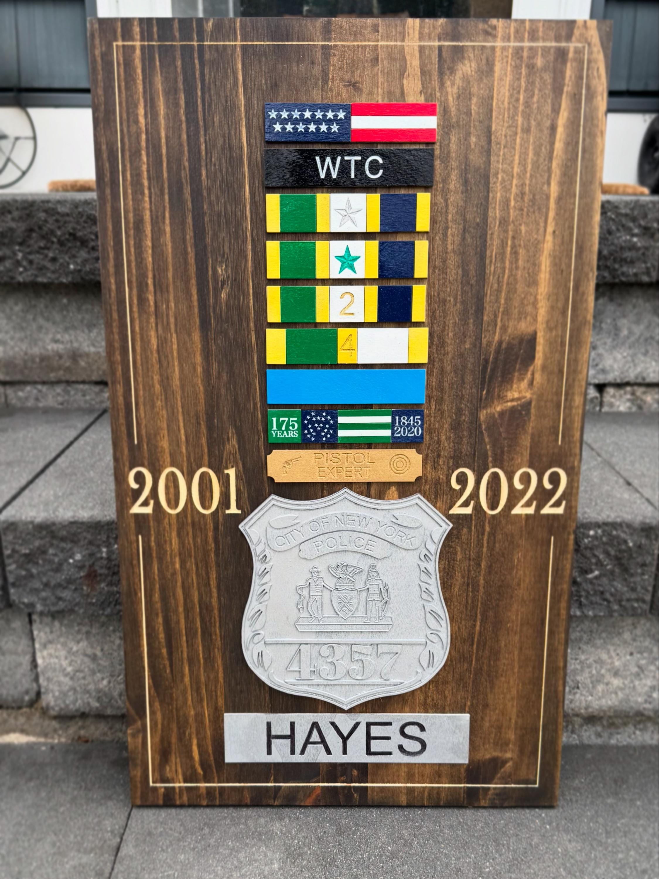 Personalized Law Enforcement 2D Color Plaque Shield Backing Medal Breast Bar Engraving