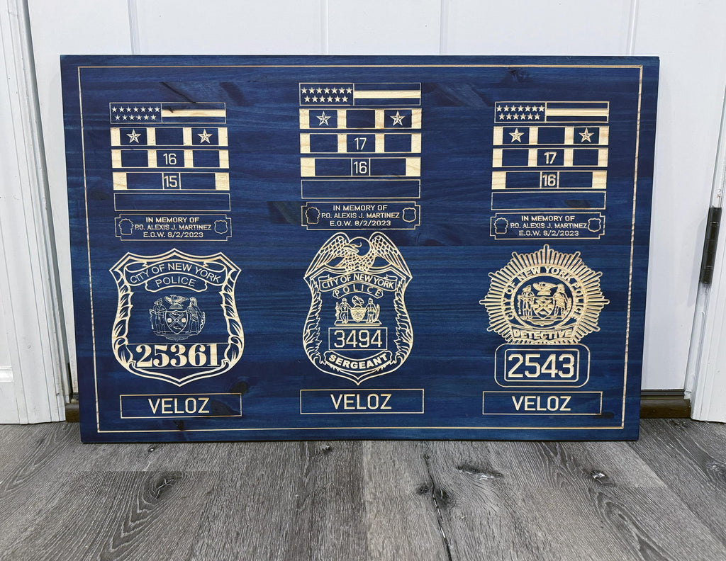 Personalized NYPD, SCPD, NCPD, Any LEO Retirement Plaque Shield Backing Medal Breast Bar Engraving