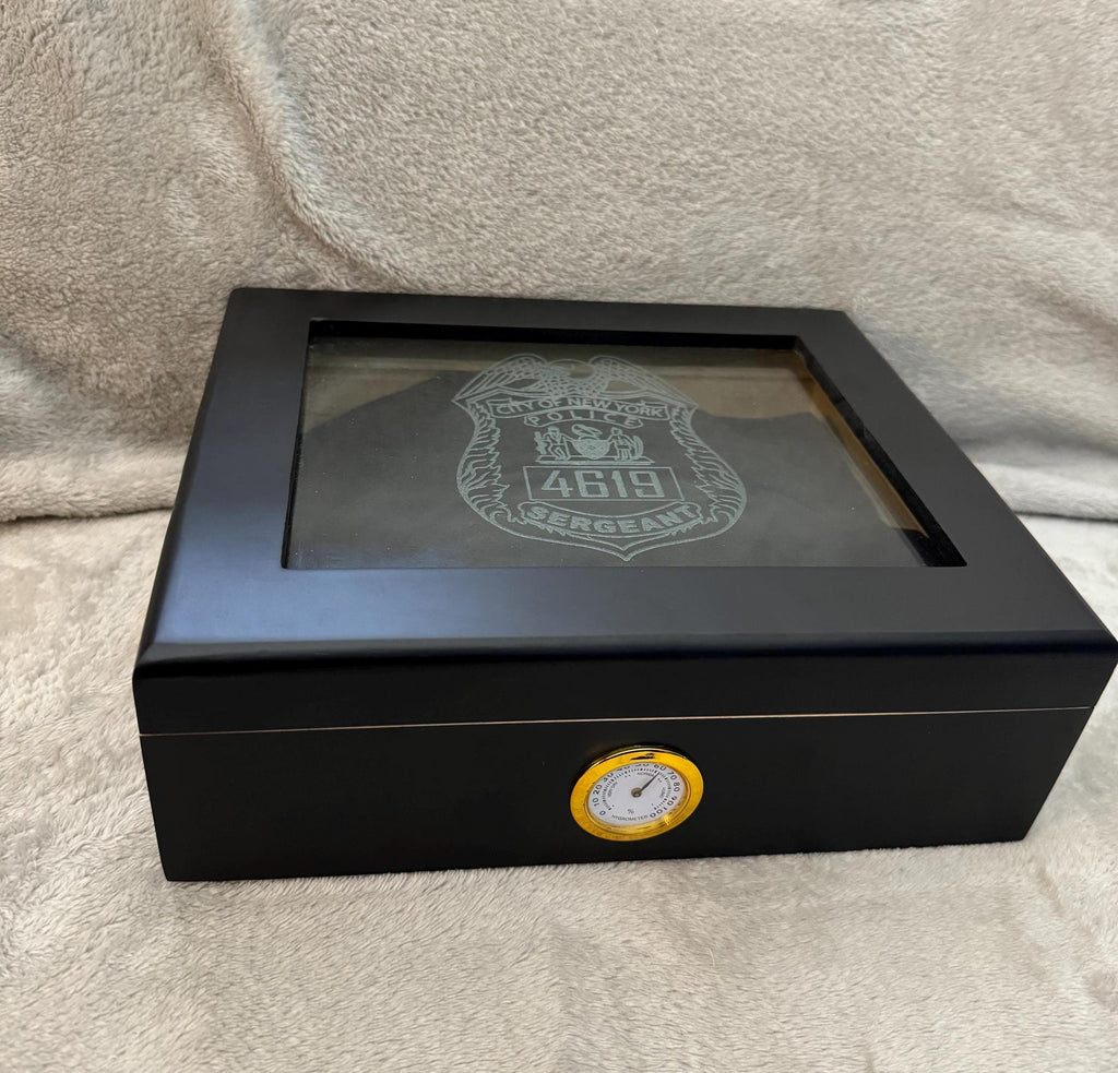 Personalized NYPD LEO Retirement Cigar Box Humidor