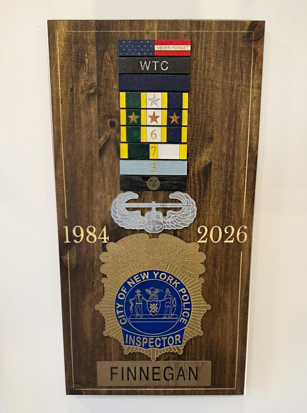 Personalized Law Enforcement 2D Color Plaque Shield Backing Medal Breast Bar Engraving