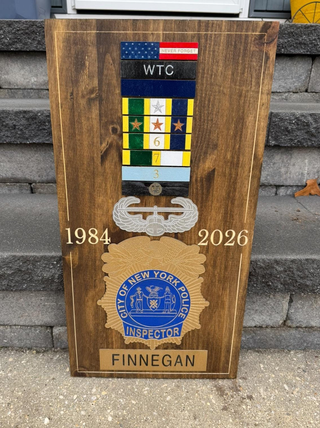 Personalized Law Enforcement 2D Color Plaque Shield Backing Medal Breast Bar Engraving