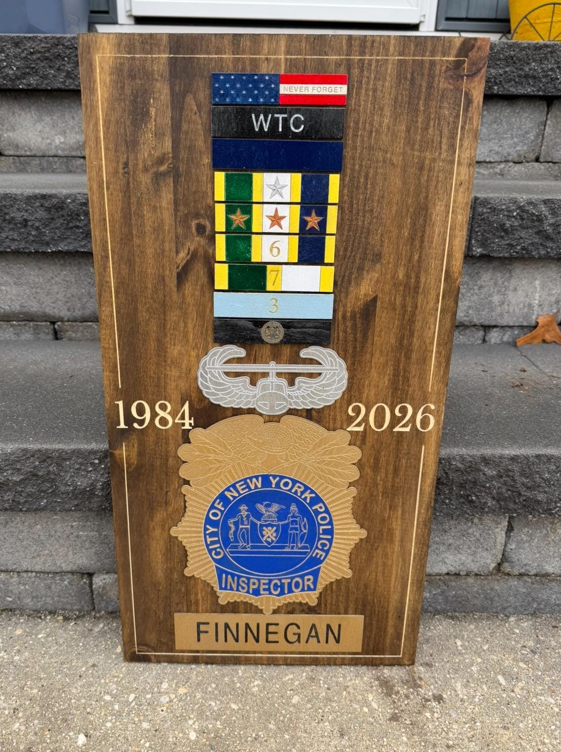 Personalized Law Enforcement 2D Color Plaque Shield Backing Medal Breast Bar Engraving