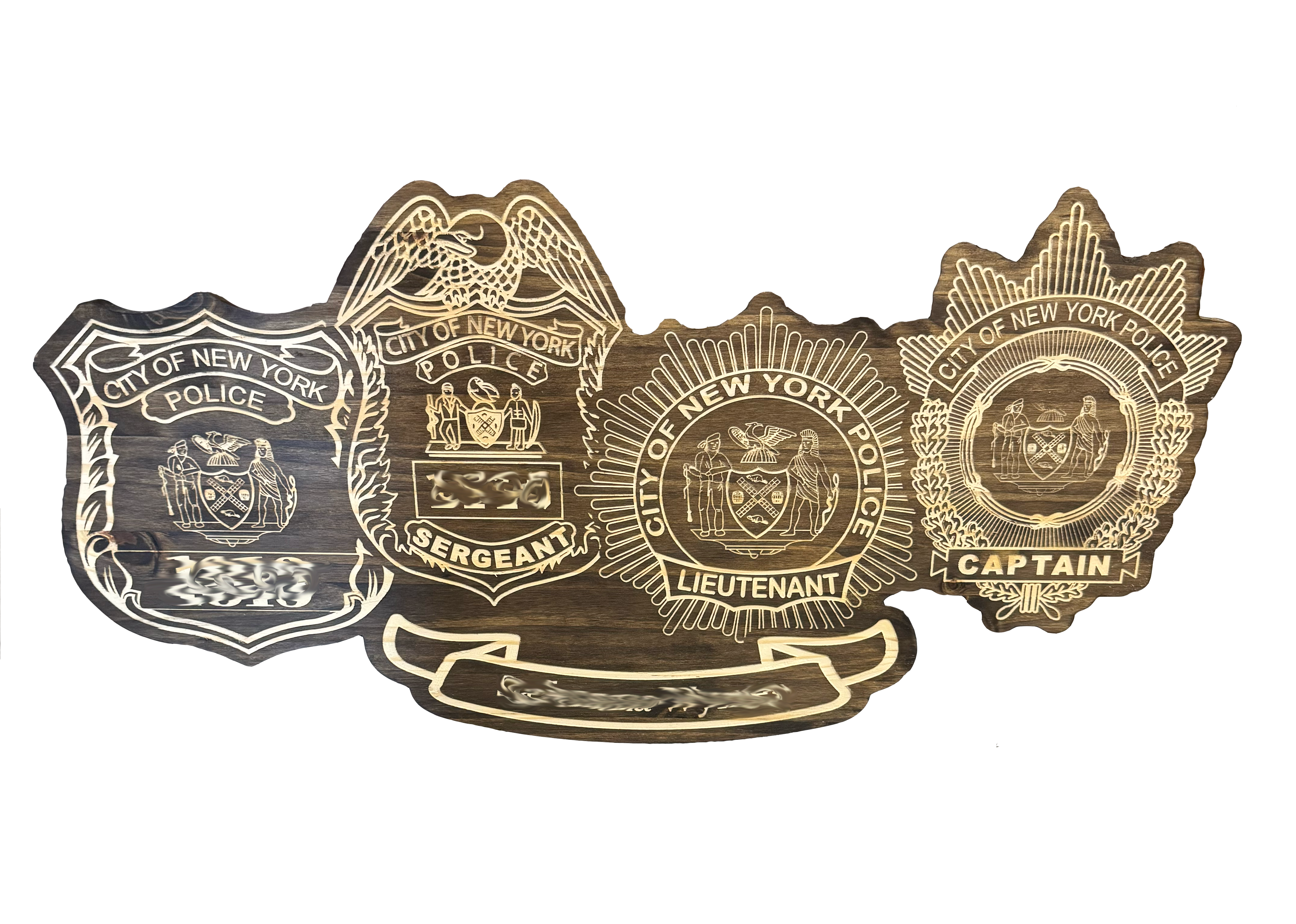 Personalized Wood Engraved Law Enforcement Badge Shield Patch Replica Plaque