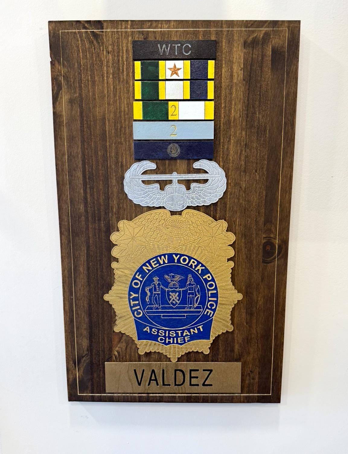 Personalized Law Enforcement 2D Color Plaque Shield Backing Medal Breast Bar Engraving