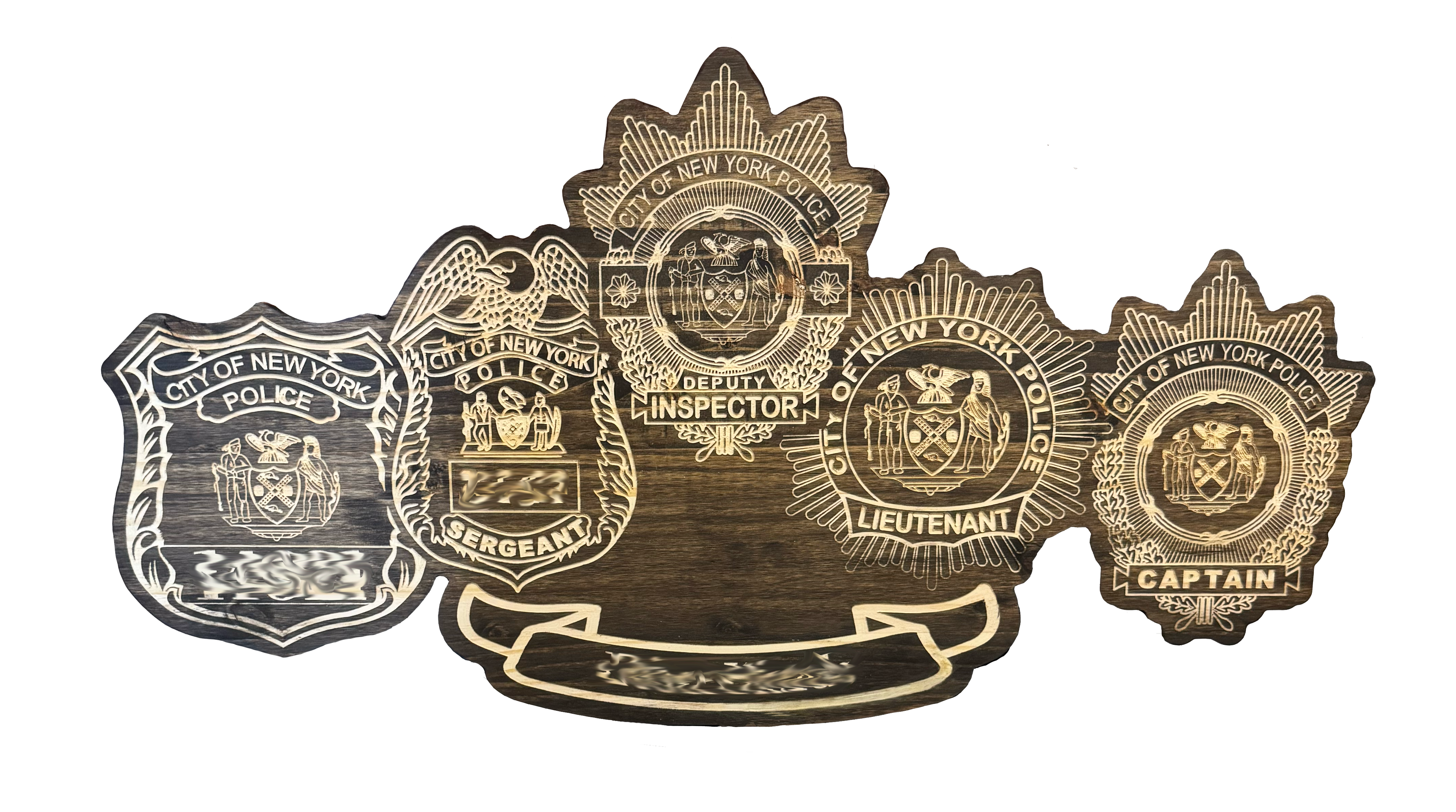 Personalized Wood Engraved Law Enforcement Badge Shield Patch Replica Plaque