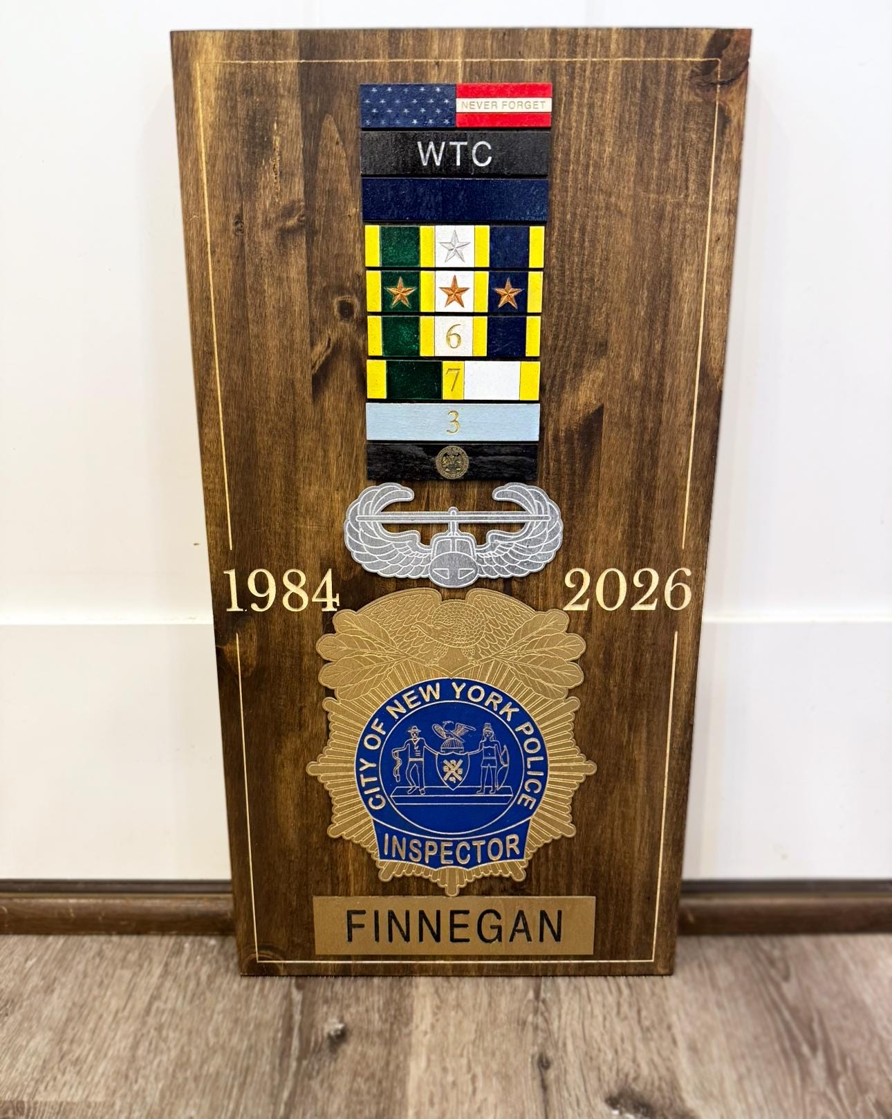 Personalized Law Enforcement 2D Color Plaque Shield Backing Medal Breast Bar Engraving