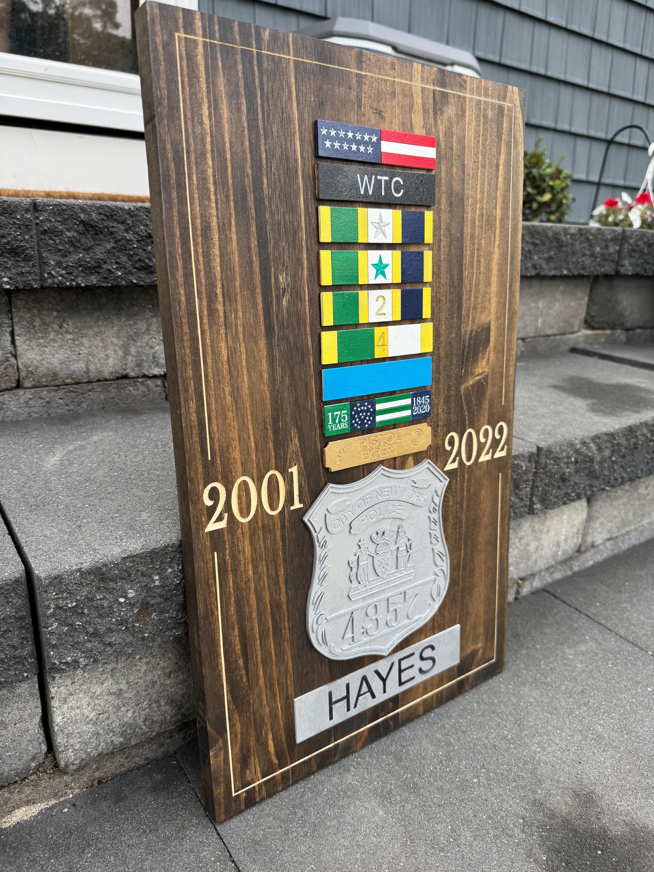 Personalized Law Enforcement 2D Color Plaque Shield Backing Medal Breast Bar Engraving