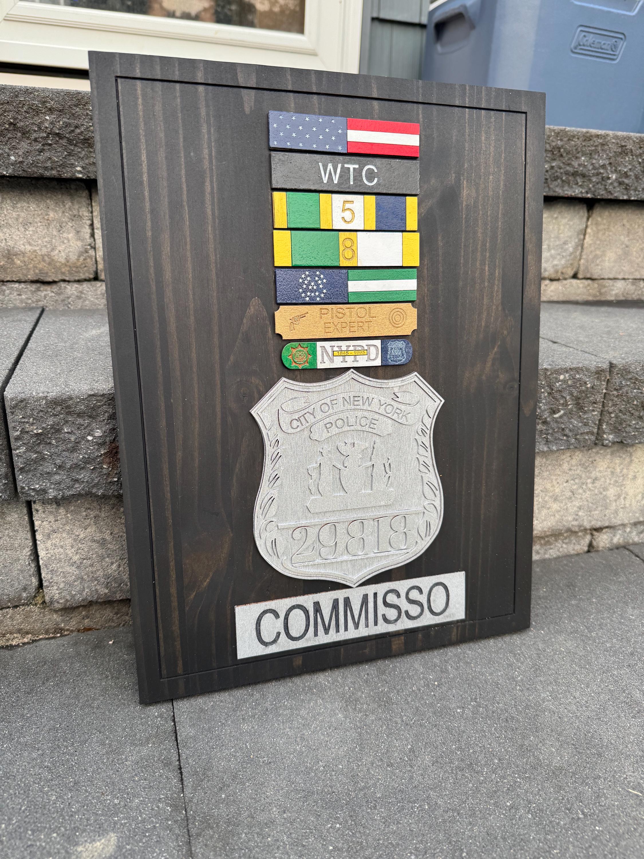 Personalized Law Enforcement 2D Color Plaque Shield Backing Medal Breast Bar Engraving