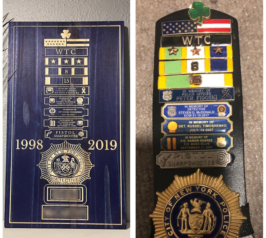 Personalized NYPD, SCPD, NCPD, Any LEO Retirement Plaque Shield Backing Medal Breast Bar Engraving